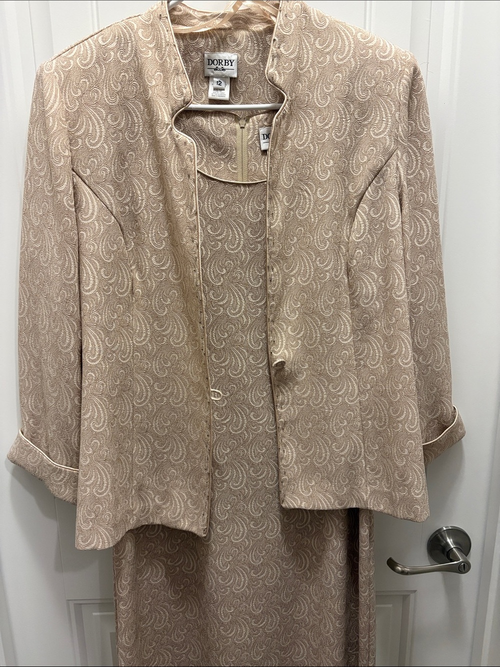Dorby Studio Size 12 2 Piece Occasion Dress Jacket Set Paisley Embellished
